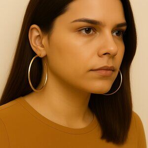 Gold-Tone Large Open Hoop Earrings by BOLD Elements – Women’s Fashion Jewelry